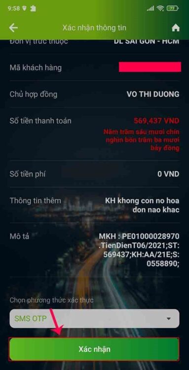 Thanh toán tiền điện qua ngân hàng Vietcombank qua App VCB Digibank 3