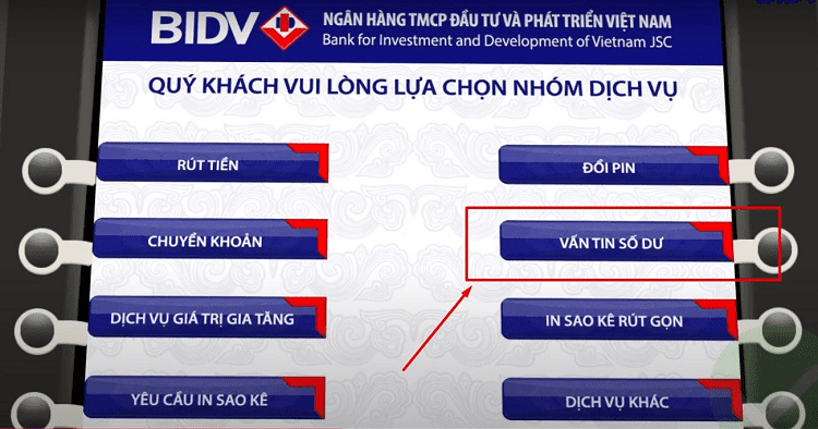 Kiểm tra số dư tài khoản BIDV tại ATM
