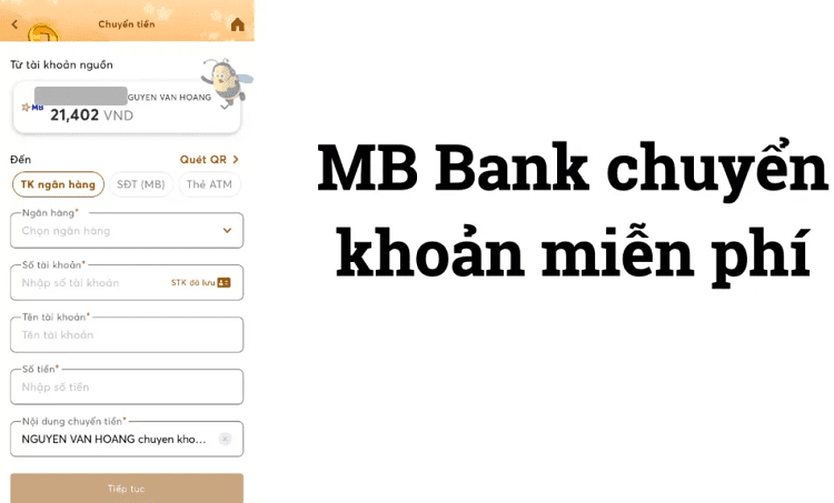 App MBBank hỗ trợ chuyển tiền miễn phí