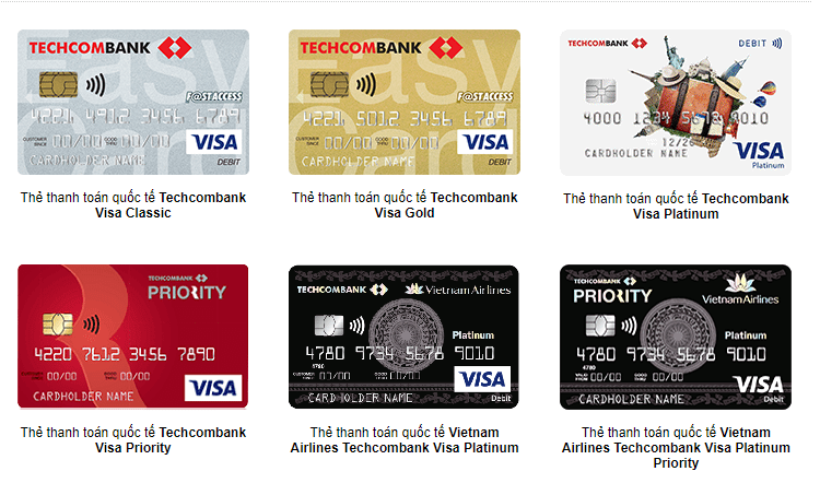 Thẻ ghi nợ quốc tế Visa Techcombank