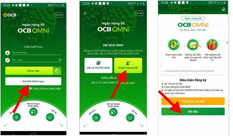 Đăng ký app ngân hàng OCB OMNI nhận tiền - Bước 2