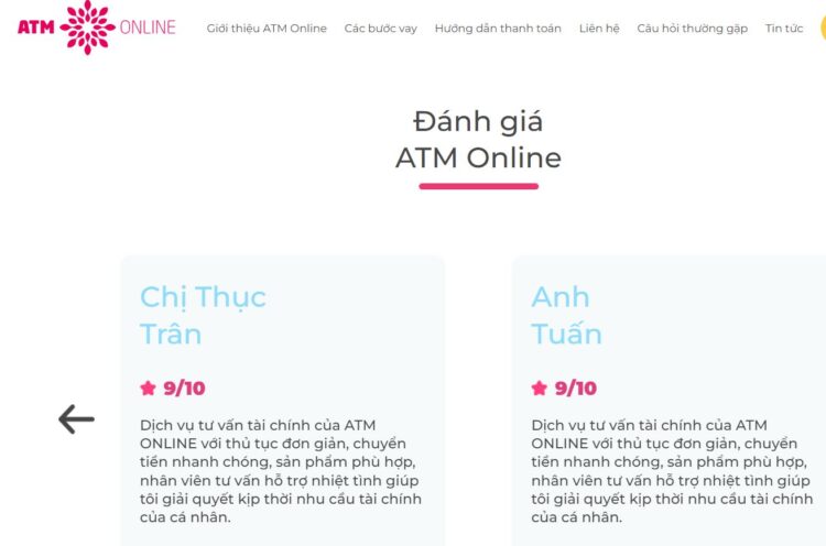 Đánh giá phản hồi của người dùng về ATM Online