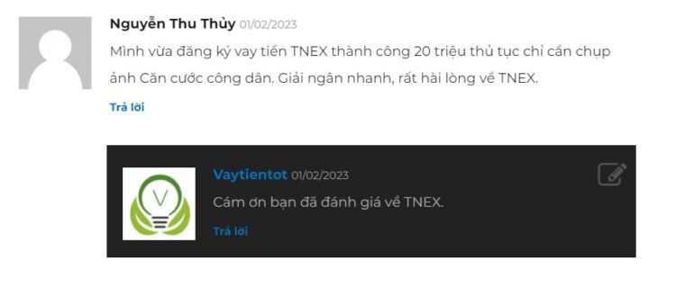 Đánh giá phản hồi người dùng vay tiền nợ xấu tại TNEX