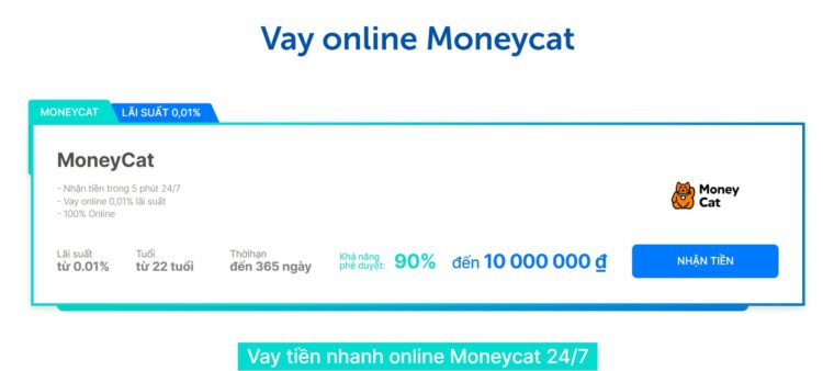 Vay tiền nhanh Moneycat